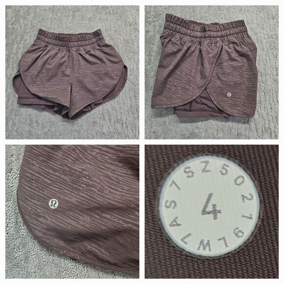 Lululemon‎ Bootcamp Ready Shorts Womens Sz. 4 Stride Emboss Cherry Cola - Picture 1 of 11